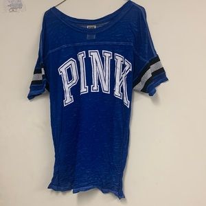 Size small dark blue VS Pink shirt